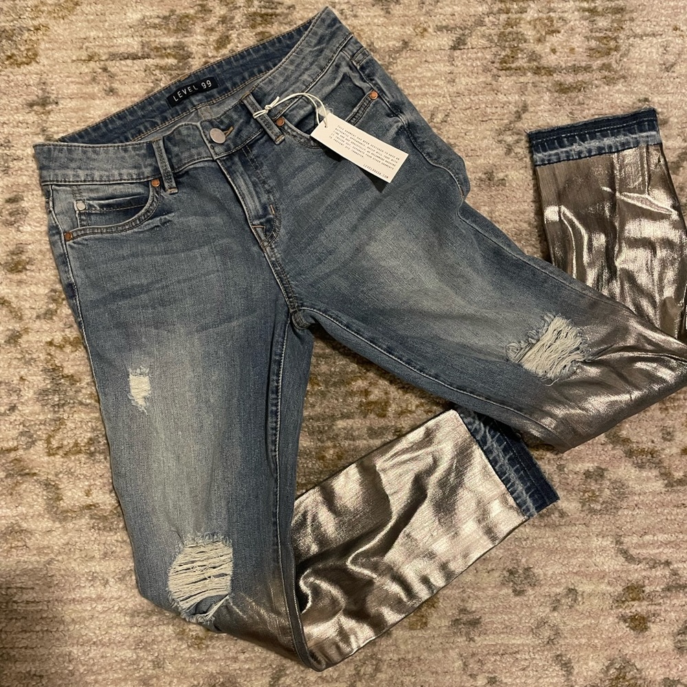 Level 99 Metallic Dipper Jeans